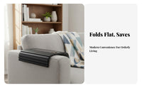 Non-Slip Bamboo Sofa Arm Tray Space-Saving Bamboo Couch Arm Tray Easy to Clean Foldable Couch Armrest Table Crack-Resistant for Apartment Dwellers, Families, Students, Armchair, Small Areas, Bedroom