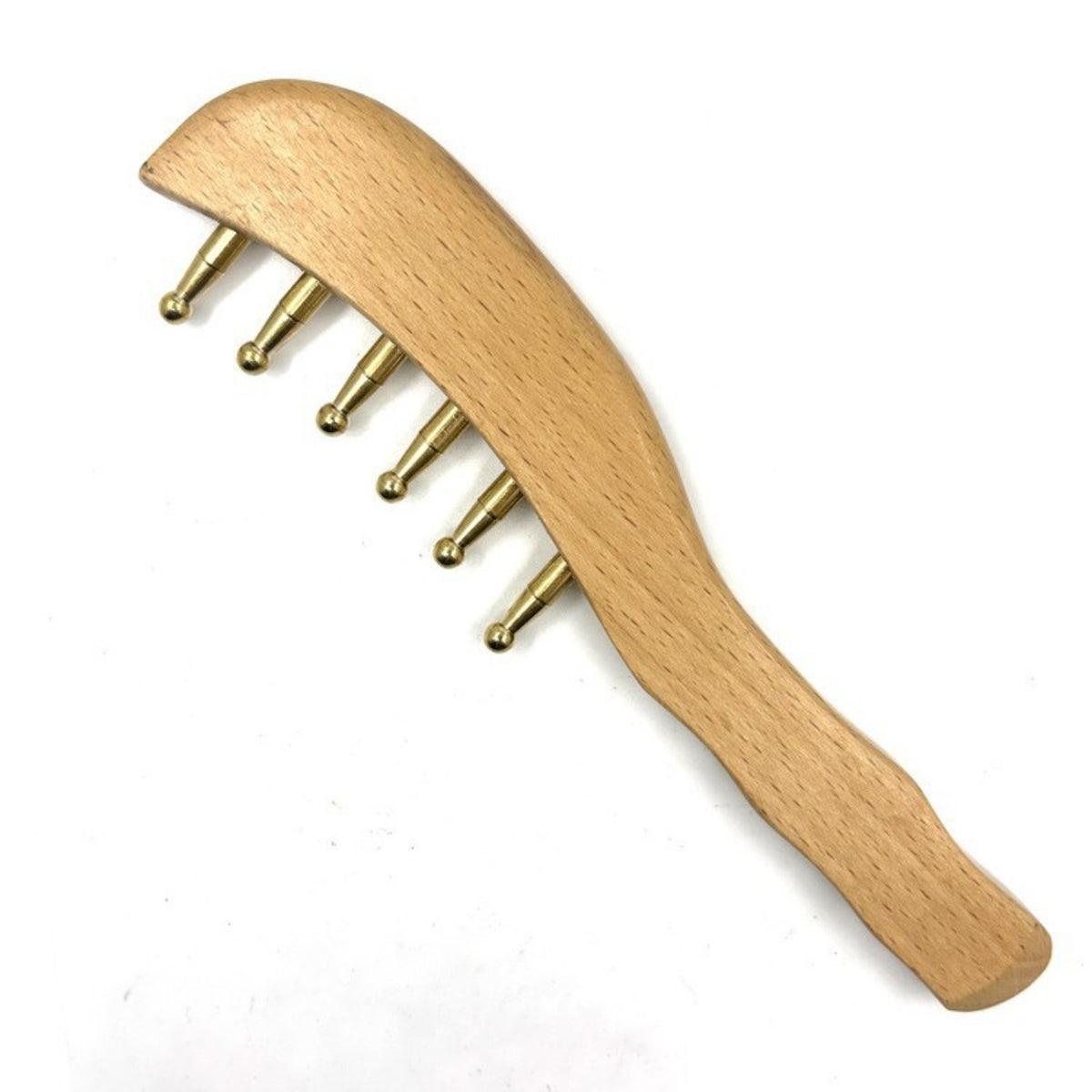 Wooden Massage Comb with Brass Pins Handheld Wooden Massage Comb for Travel