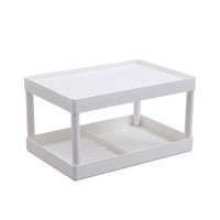 Multi-layer Desktop Storage Rack for Kitchen, Bathroom, and Cosmetics - White Plastic Organizer