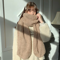 Korean Style Lambswool Scarf Warm Plush Neck Warmer for Winter Outdoor Travel