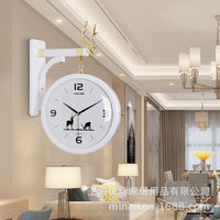Nordic Double-Sided Wall Clock with Deer Head Design