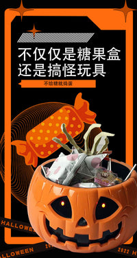 Electric Halloween Pumpkin Candy Bowl with Motion Sensor