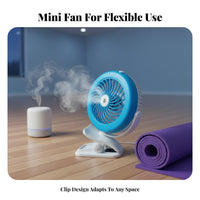 Quiet Operation Attach-on Misting Fan Adjustable Speeds Portable Misting Fan 360-Degree Rotation for Travelers, Bedside, Camping, Stroller