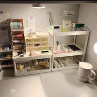 Multi-layer Desktop Storage Rack for Kitchen, Bathroom, and Cosmetics - White Plastic Organizer