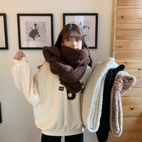 Korean Style Lambswool Scarf Warm Plush Neck Warmer for Winter Outdoor Travel