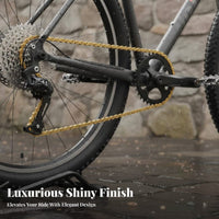 Cycle Chain Anti-Rust Gold Bike Chain Drivetrain Component Effortless Shifting High Strength for Cyclists, Trail Riding