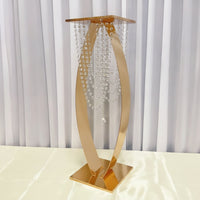 Flower Stand Gold-Colored Flower Stand with Square Base Floral Riser Decorative Display Plinth Tall for Wedding Planners