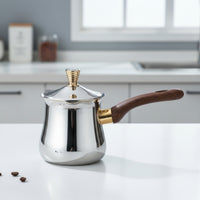Coffee Pot with Wooden Handle Ergonomic Beverage Server Easy to Clean Cookware for Baristas