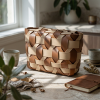 Woven Basket with Handles Handwoven Storage Basket with Handles Flexible Laundry Hamper for Closet