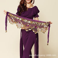 Belly Dance Hip Scarf with Gold Coins for Women