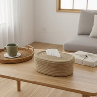 Cotton Rope Tissue Holder Handmade Desktop Organizer Japanese Design