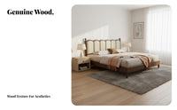 Durable Wood Construction Upholstered foundation Bed mid-century modernera Modern Design Upholstered Bed Frame Padded Headboard Bedroom Furniture Retro design for partners, Homeowners, Families with Children, Guest Room, studio apartment, Apartment