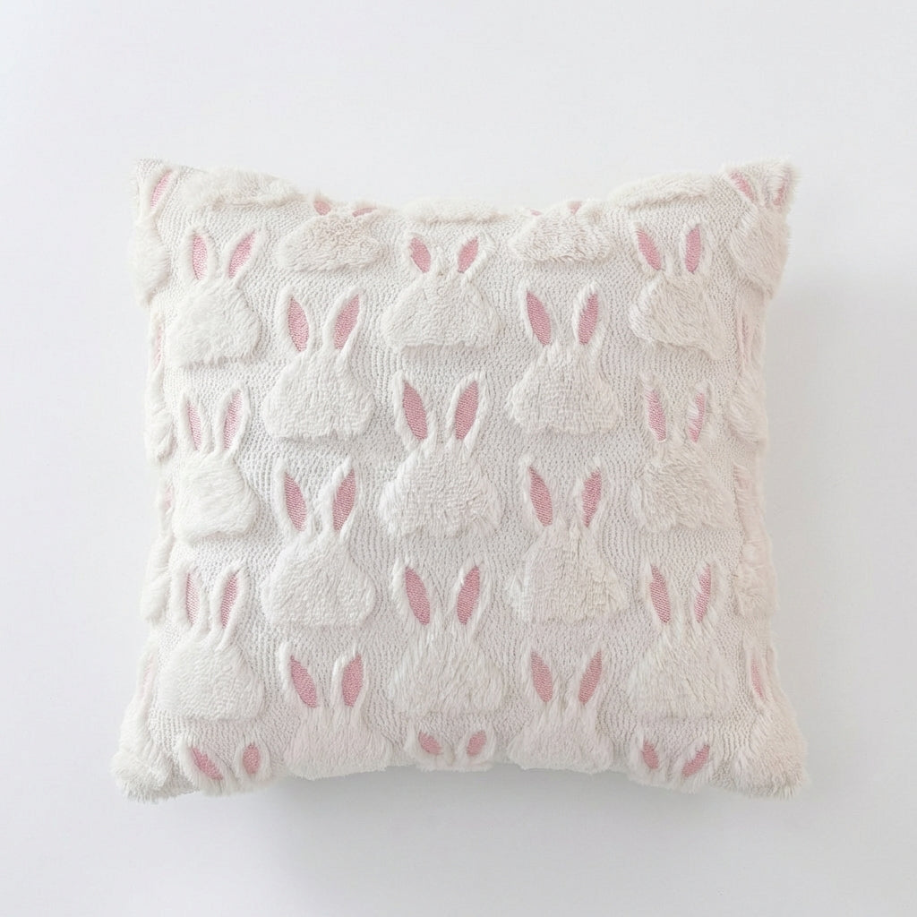 Easter Throw Pillow 3D Textured Tufted Design Cuddly Bunny Pillow Cover Luxury Soft Easter Decorative Pillow Cover for Kids, Women, Bedroom, Sofa
