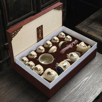 Japanese Style Kung Fu Tea Set with Ceramic Teapot, Cups, and Tray for Home or Office