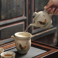 Japanese Style Kung Fu Tea Set with Ceramic Teapot, Cups, and Tray for Home or Office