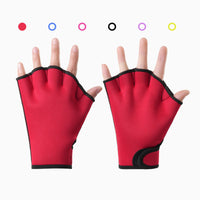 Adjustable Wrist Strap Fingerless Gloves Exposed-fingertipFingertip Swim Gloves Stretchy Material Water Glove Reinforced Stitching for Swimming, Surfing
