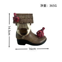 跨境新款独特靴子造型树脂户外悬挂式花园装饰鸟屋庭院创意工艺品