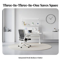 Adjustable Desk and Chair Set Built-in Bookstand Ergonomic Desk and Chair Set Rounded Corners Tilting Desktop for Home Schooling