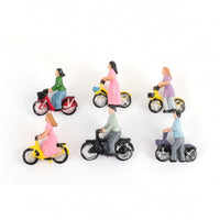 6 Pieces Miniature Cycle Cyclist Detailed Cycle Model Ornament Scale Miniature Bike Figurine for Crafters