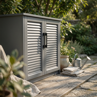 2-Door Storage Cabinet Waterproof Freestanding Metal Shoe Locker Sun-Resistant robustDuty for Gardeners, Families, Balcony