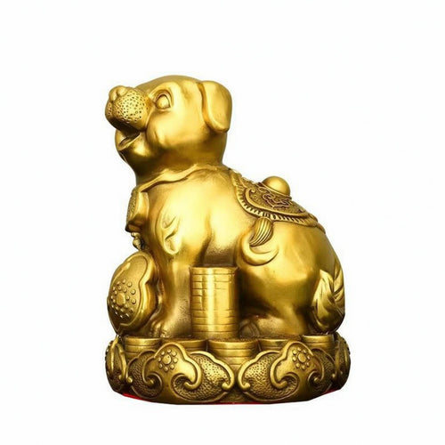 Dog Figurine with Lotus Base Sculpted Dog Sculpture Sturdy for Desk, Collectors