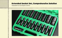 Deep socket set for electric wrenches