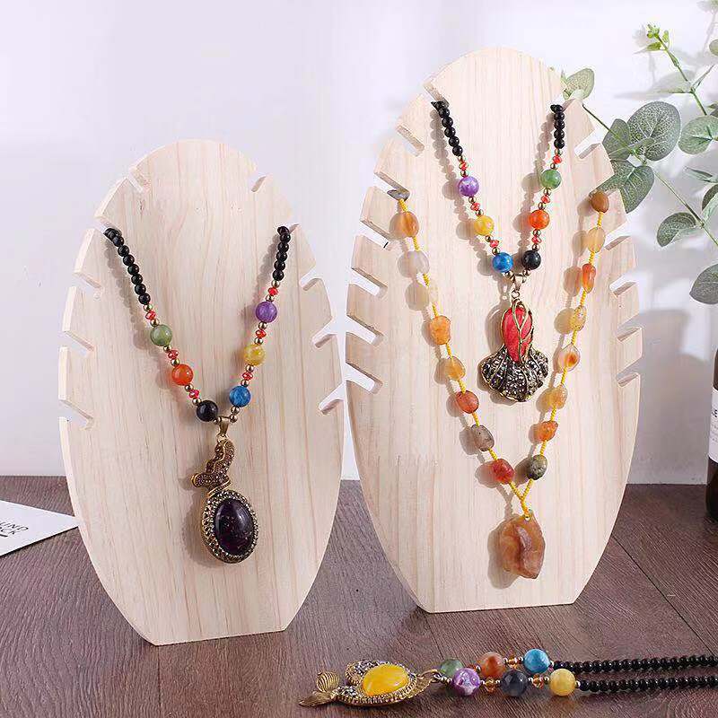 Foldable Solid Wood Necklace and Bracelet Display Stand with Pendant Board