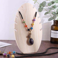 Foldable Solid Wood Necklace and Bracelet Display Stand with Pendant Board