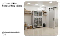 Stainless Steel Storage Cabinet Rust-Resistant Freestanding Pantry with Doors Large Capacity Freestanding Pantry Cabinet for Cooking Enthusiasts