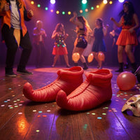 Curled Toe Oversized Clown Shoes Glossy Finish Pointed Clown Shoes Ribbed Texture Costume Footwear Molded Design for Performers, Masquerade, Performance