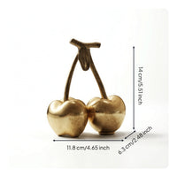 Cherry Ornament with Metal Branch Decorative Desktop Ornament with Leaf Sculptural Statue for Coffee Table, Office Desk