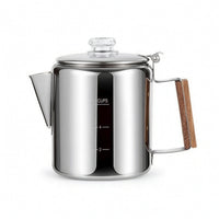 Coffee Pot with Strainer Stainless Steel Coffee Pot with Wooden Handle Heat-Resistant for Kitchen