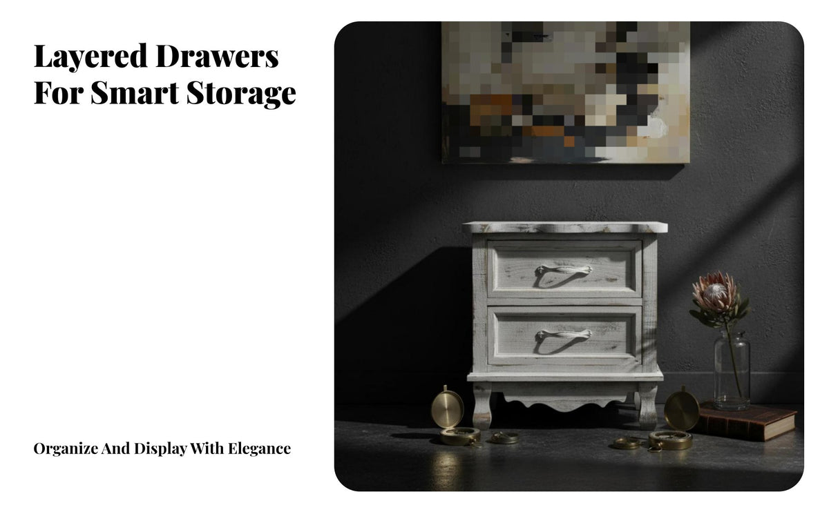 Nightstand with Storage Vintage Look Single-Drawer Nightstand Distressed Finish