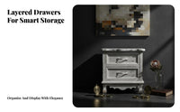 Nightstand with Storage Vintage Look Single-Drawer Nightstand Distressed Finish