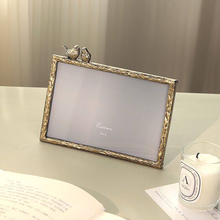 French Alloy Photo Frame Gold Edge 6 Inch Desk Display Luxury