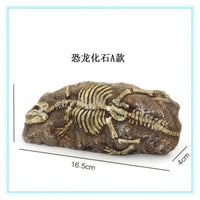 Resin Aquarium Bridge Ornament with Turtle Climbing Platform and Dinosaur Fossil Decor