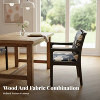 Upholstered Wooden Chair with Armrests Spindle Spine Dining Chair Sturdy Wood Legs Minimalist Design for Office Workers