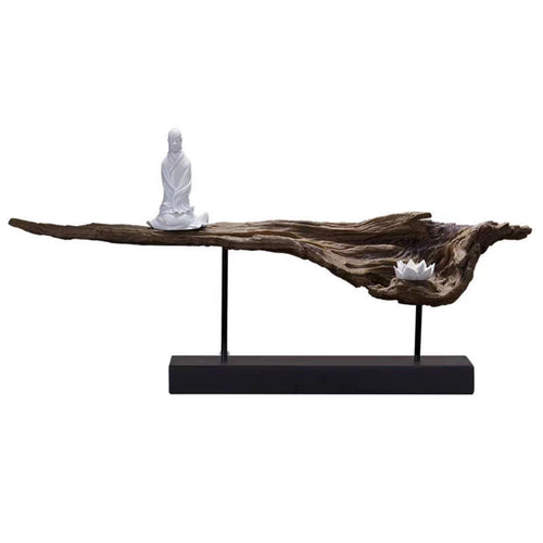 Zen Sculpture with Base Calm Monk Figurine Feng Shui for Entryway, Minimalists