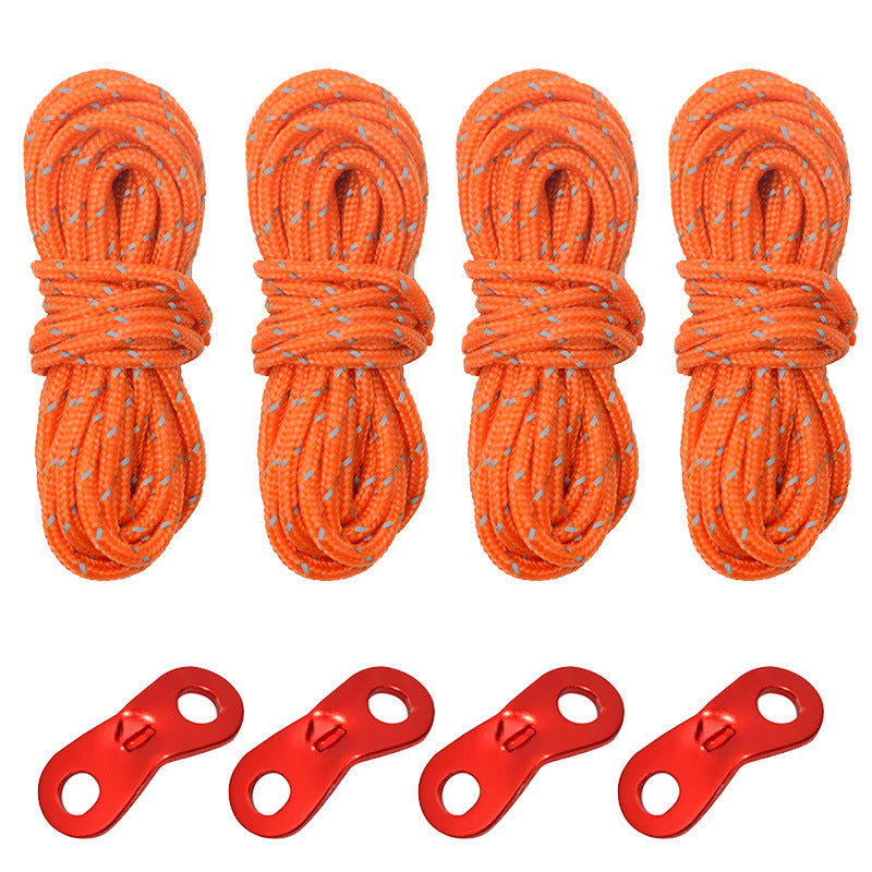 Outdoor Camping Tent Wind Rope Kit with Reflective Guy Lines and Double-Eye Buckles