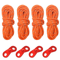 Outdoor Camping Tent Wind Rope Kit with Reflective Guy Lines and Double-Eye Buckles