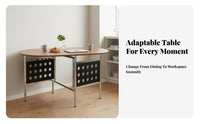 Foldable Design Drop Panel Table Retro Design Oval Drop-Panel Table Space-Saving Dining Furniture Folding Sides for Apartment Dwellers, Small Families, Young Adults, Kitchen, Living Room, Home Office