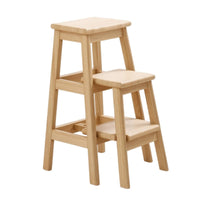 Three-Step Stool Sturdy Wooden Step Stool Finish Furniture for Seniors, Closet, Pantry