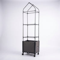 Plant Stand with Trellis for Climbing Plants, Raised Garden Bed with Steel Frame and Wheels, Tall Outdoor Planter, Vegetable Planter Box with Pot