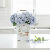 Flower Pail with Handle Farmhouse Metal Floral Pail Vintage Storage for Gardeners, Patio, Entryway
