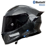 Carbon Fiber Full Face Motorcycle Helmet with Bluetooth, DOT Certified