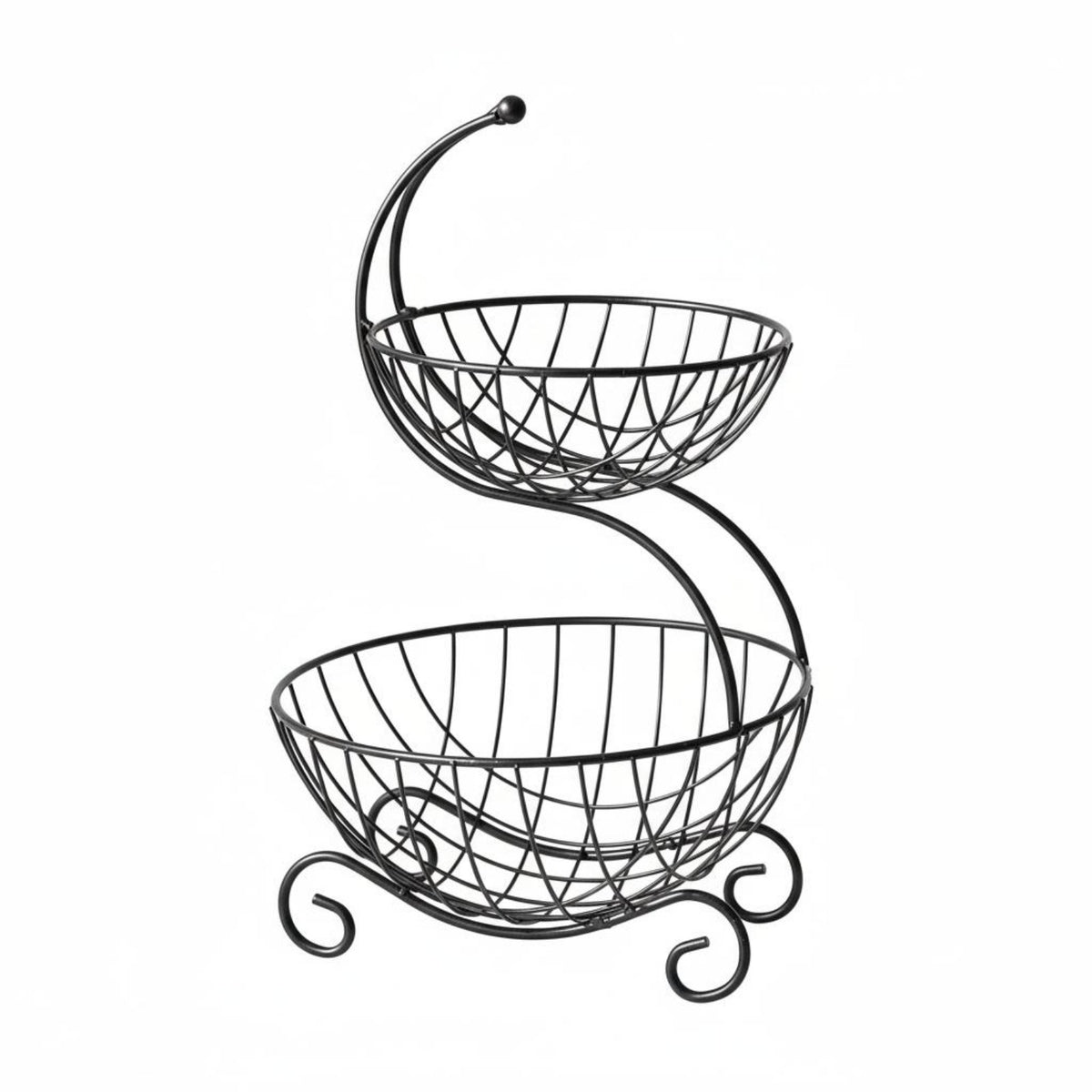 2-Tier Fruit Basket Wrought Iron 2 Tier Fruit Basket Space Saving for Office
