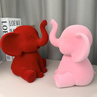 Flocked Resin Elephant Figurine with Heart