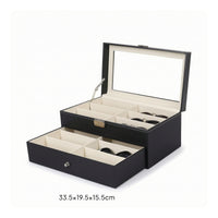 12 Slot Glasses Box Leatherette Sunglass Display Case Dustproof for Vanity Table