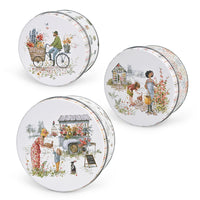 Round Tin Cookie Jar with Lid, Metal Storage Container for Baking and Candy