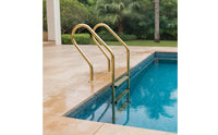 Stainless Steel Pool Ladder Gold-Toned Pool Ladder with Handrail Brushed Finish for Homeowners, Backyard